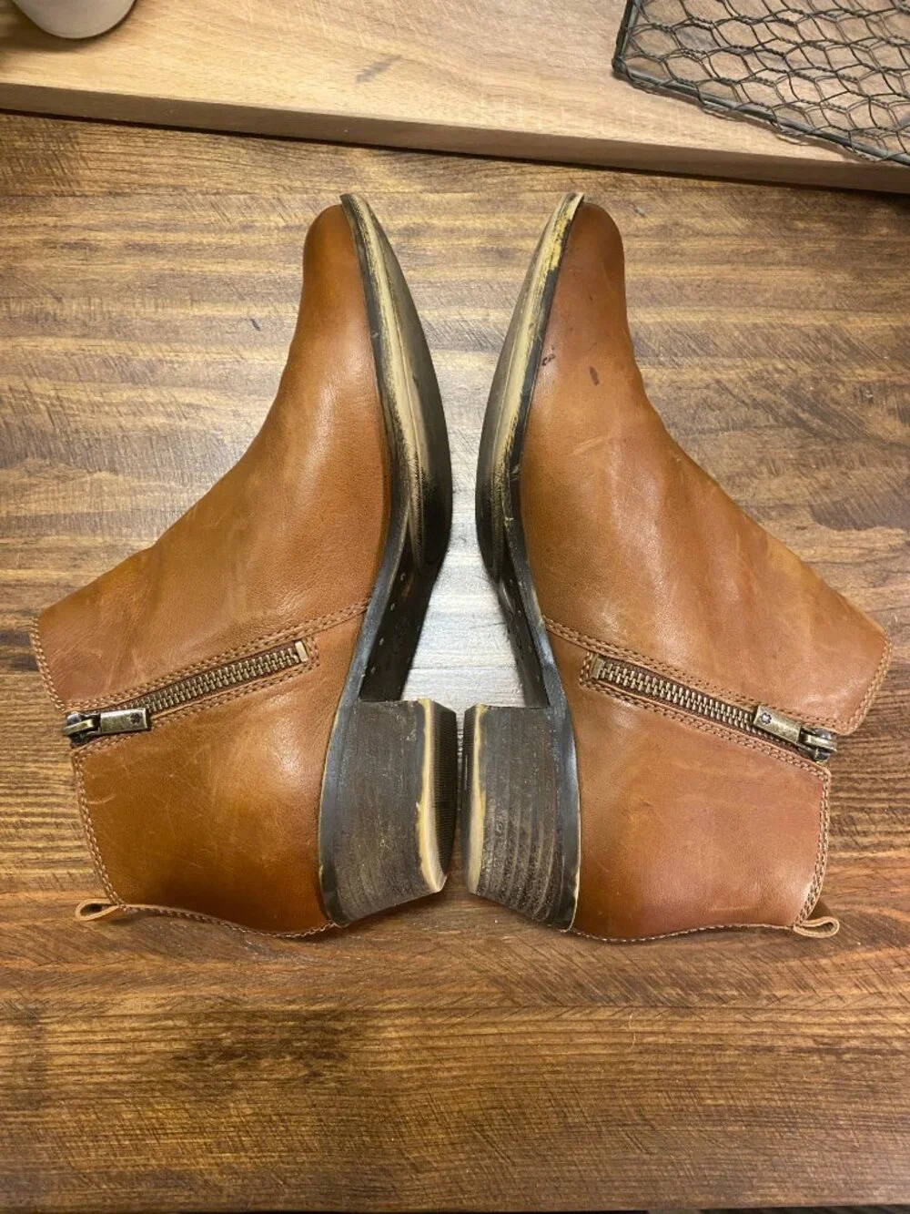 LUCKY BRAND Basel Ankle Boots - Distressed Brown Leather Boots - Womens Size 8.5